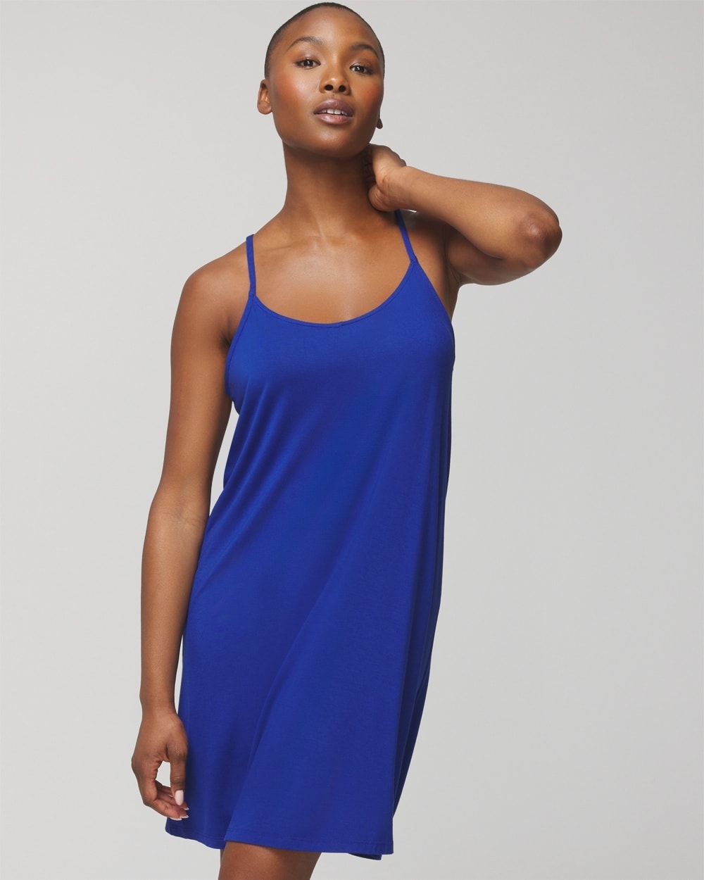 SOMA WOMEN'S COOL NIGHTS STRAPPY NIGHT GOWN IN ROYAL BLUE SIZE MEDIUM | SOMA