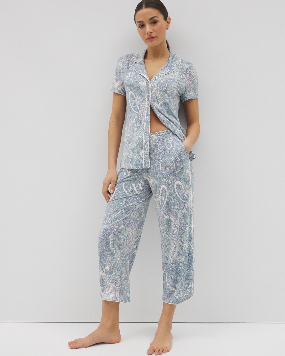 Cool Nights Piped Cropped Pajama Pants