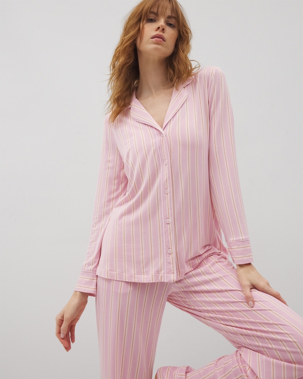 Cool Nights Long-Sleeve Printed Notch Collar