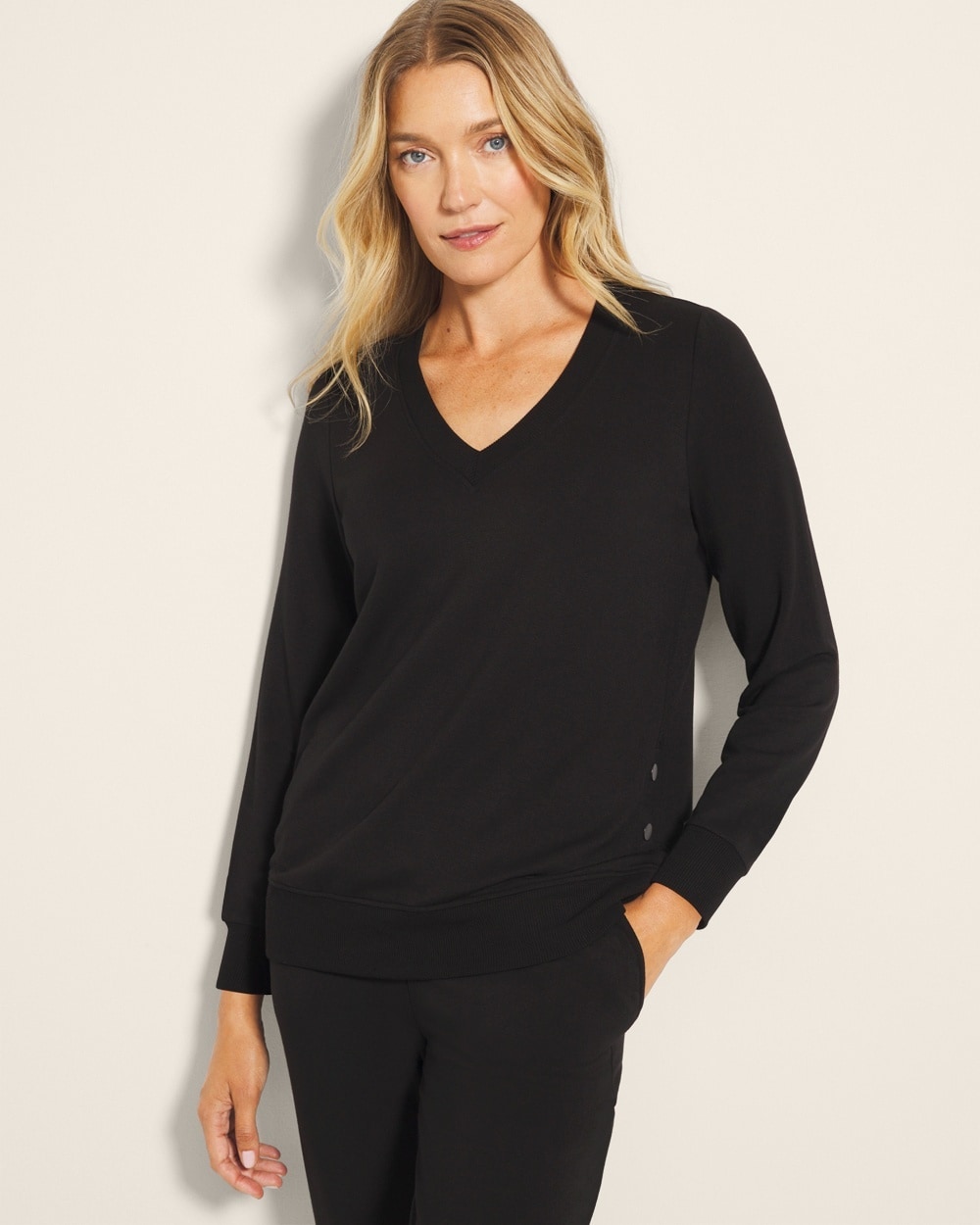 Ultra Soft Fleece V-Neck Top - WA