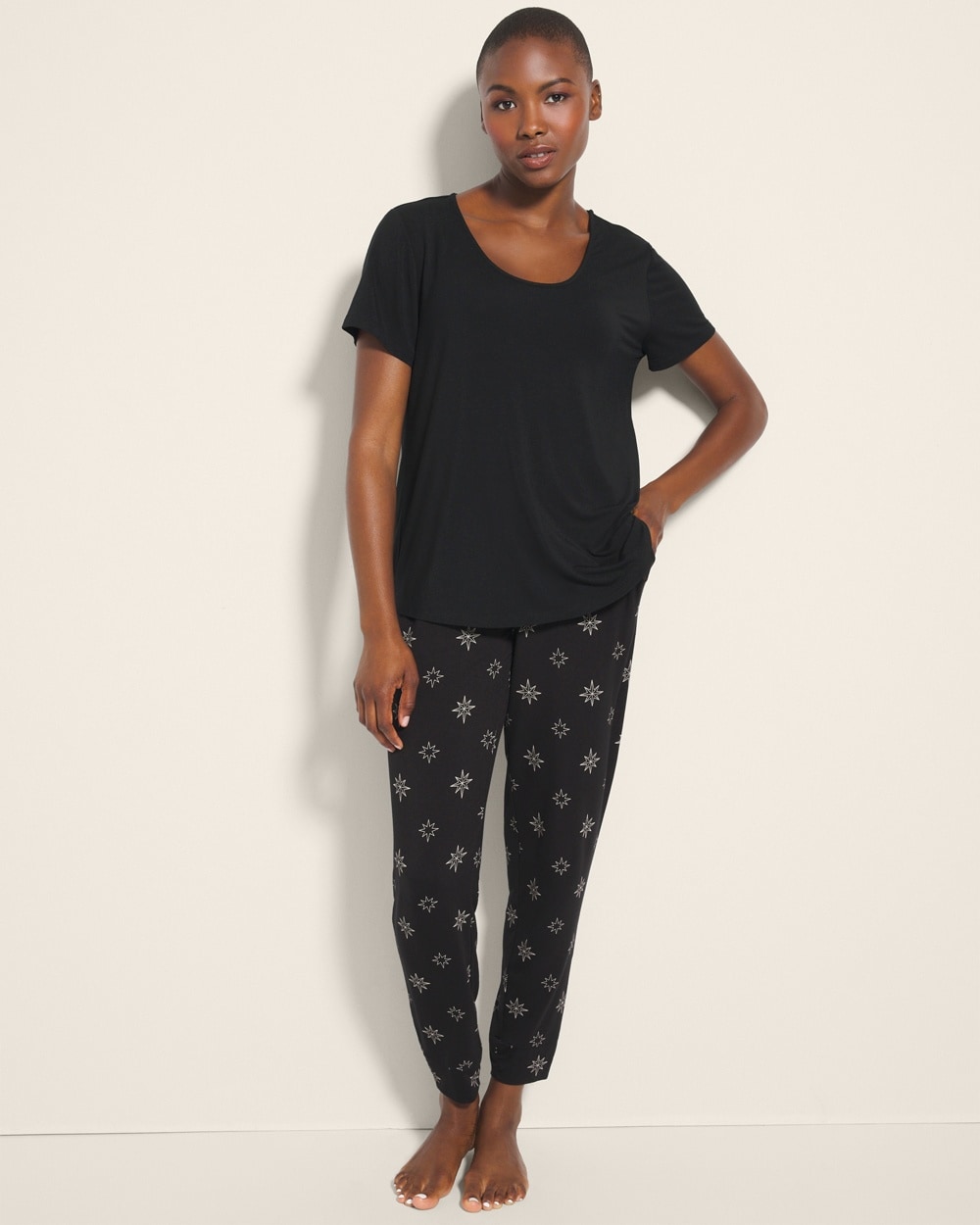 Cool Nights Short-Sleeve Banded Bottom Set - WA