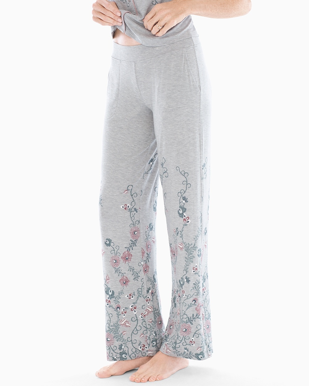 Cool Nights Pajama Pants Elegant Scroll Border Heather
