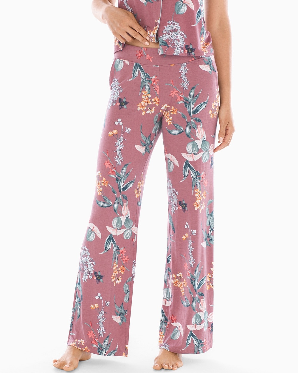 Cool Nights Pajama Pants Curio Floral Mulberry