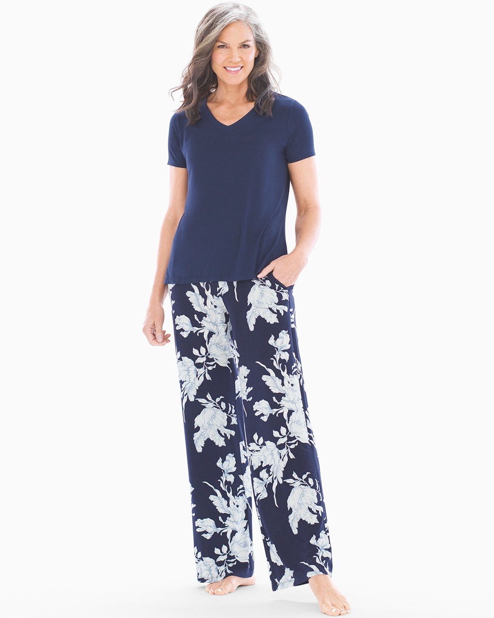 Cool Nights Short Sleeve Pajama Set Ethereal Navy