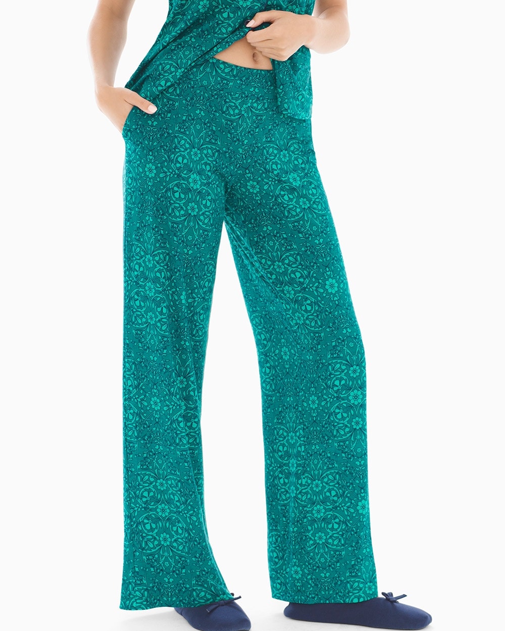 green and blue pajama pants