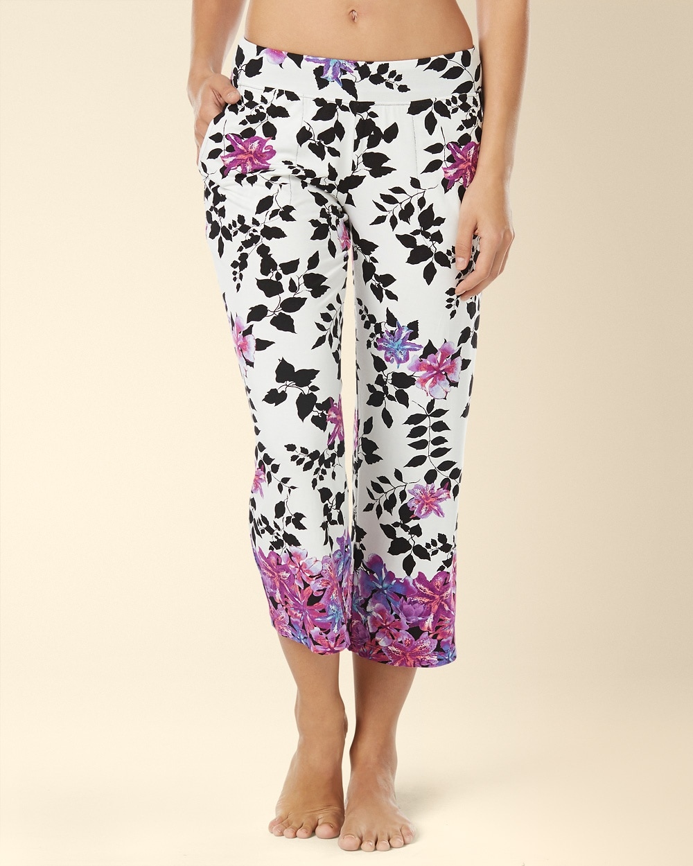 Embraceable Cool Nights Crop Pajama Pants Arcade Shadow Ivory Border