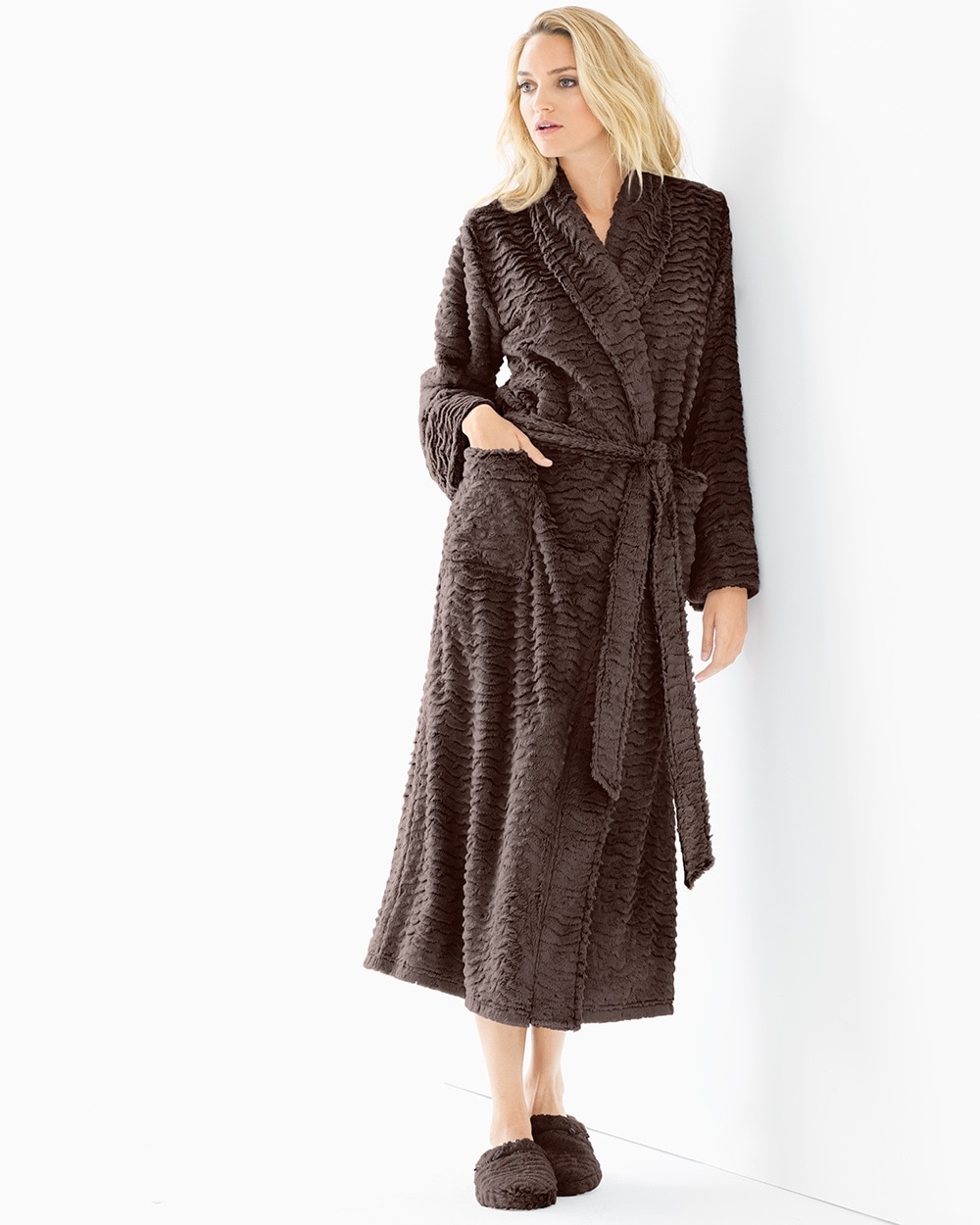 Embraceable Luxe Marble Long Robe Java