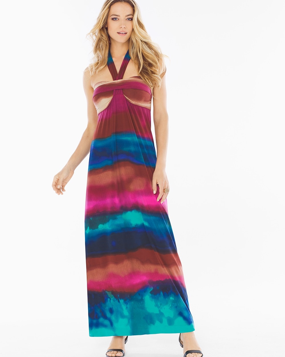 Faye Halter Maxi Dress Ombre Stripe