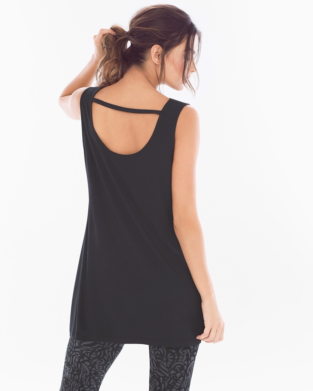 Cowlneck Sleeveless Tunic Black