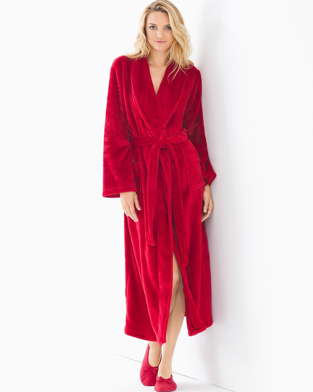 Embraceable Long Plush Robe Ruby