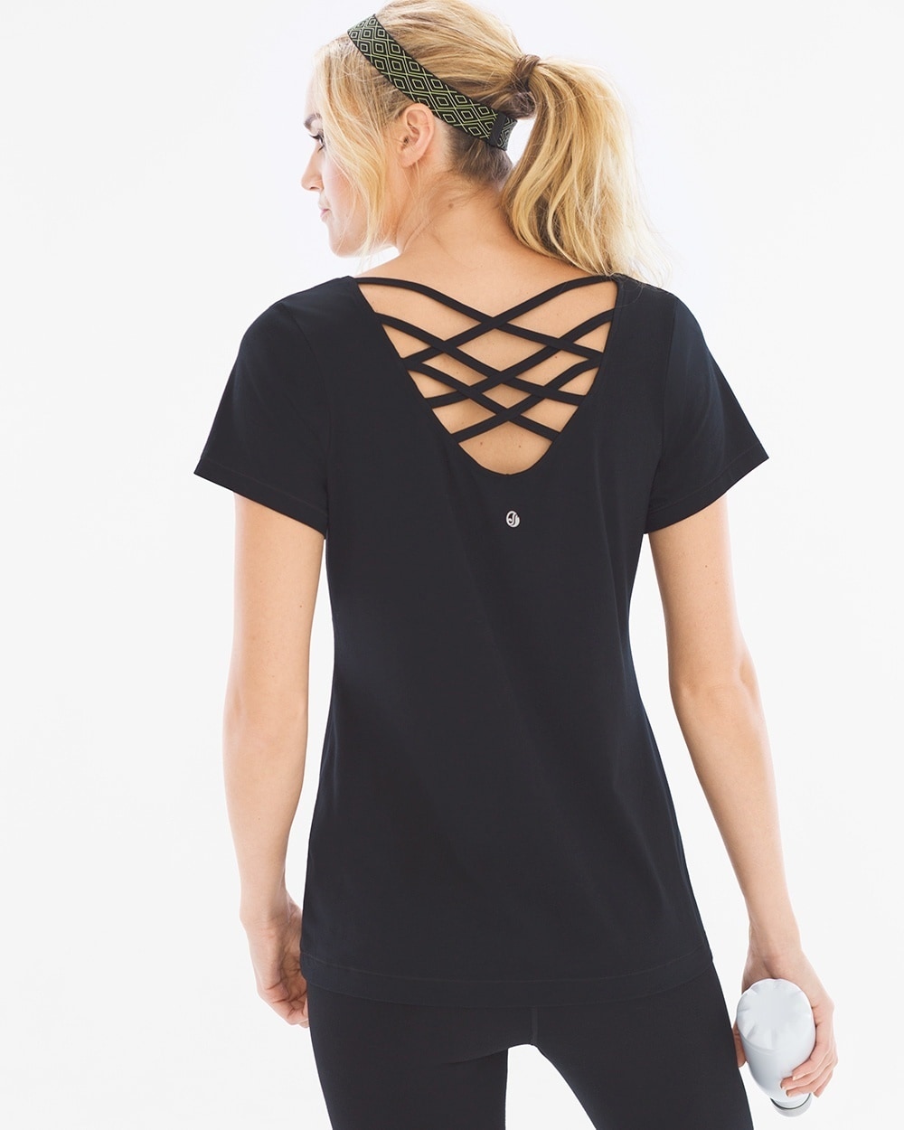 Soma Sport Strappy Cotton Blend Yoga Tee Black