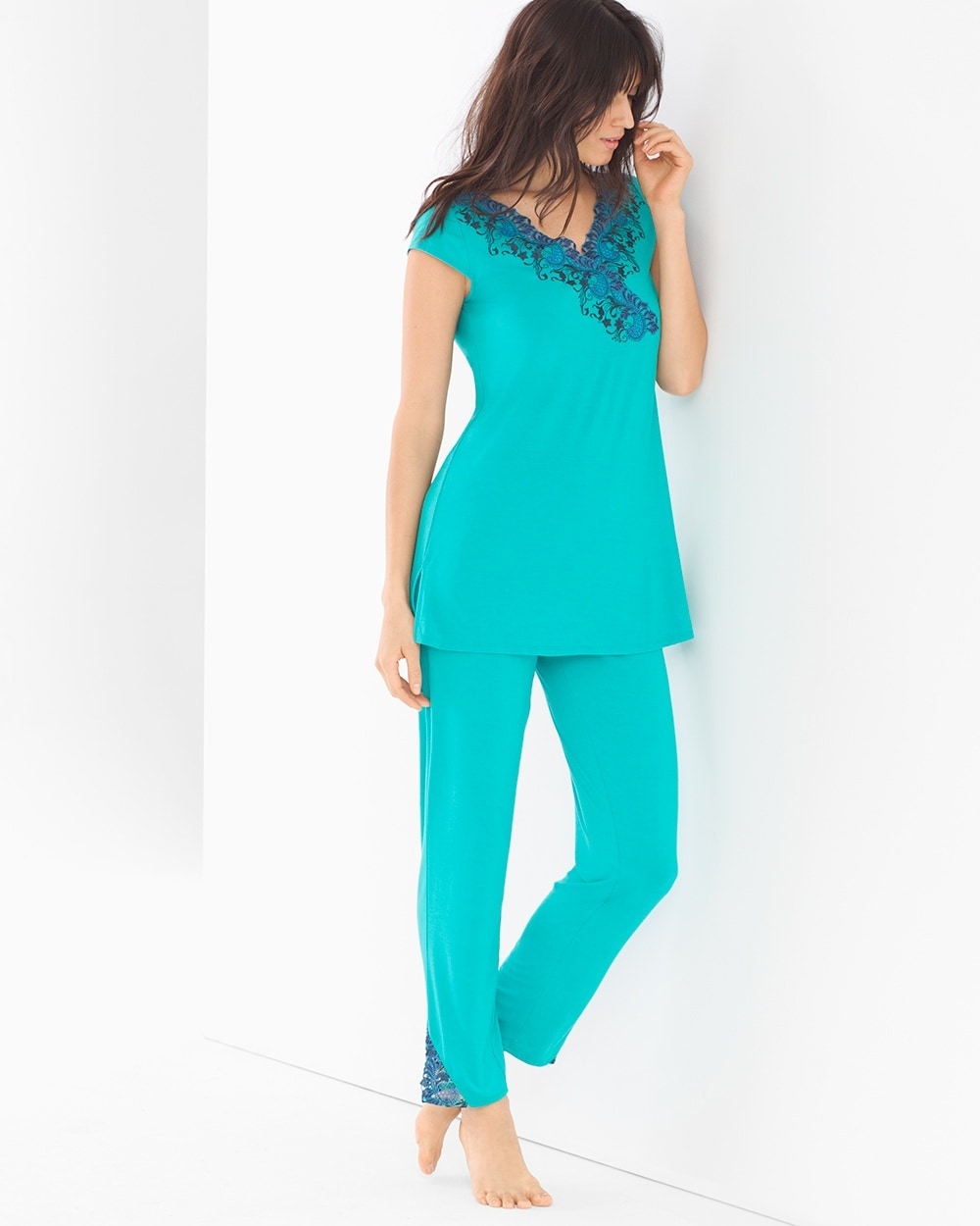 Oh My Gorgeous Tunic Pajama Set Viridian Green