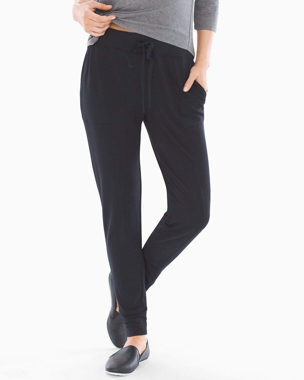 French Terry Seamed Jogger Pants Black
