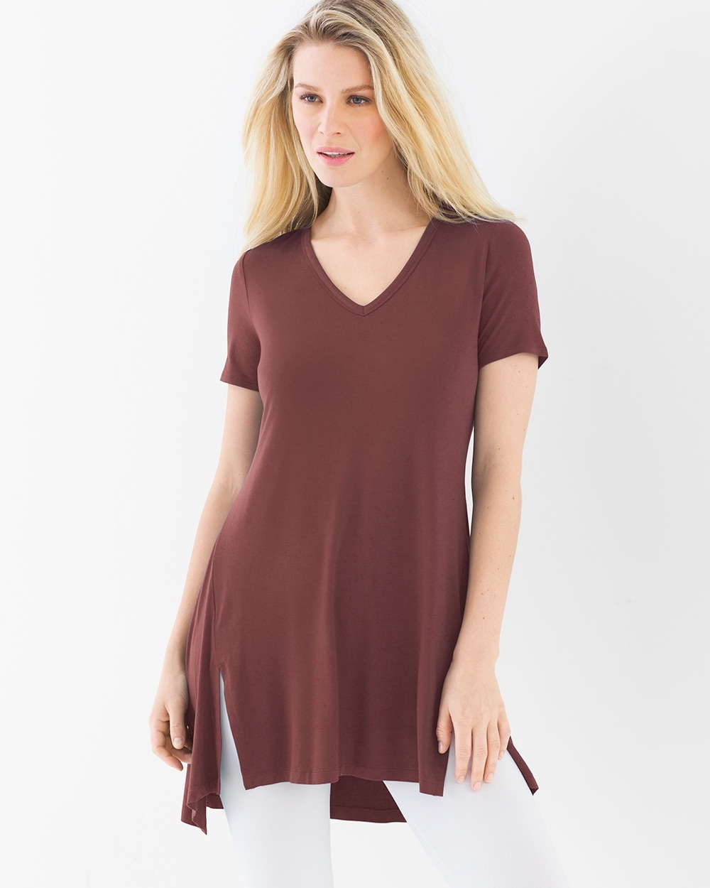 Style Essentials Soft Jersey Short Sleeve Tunic Tee Ginger Root