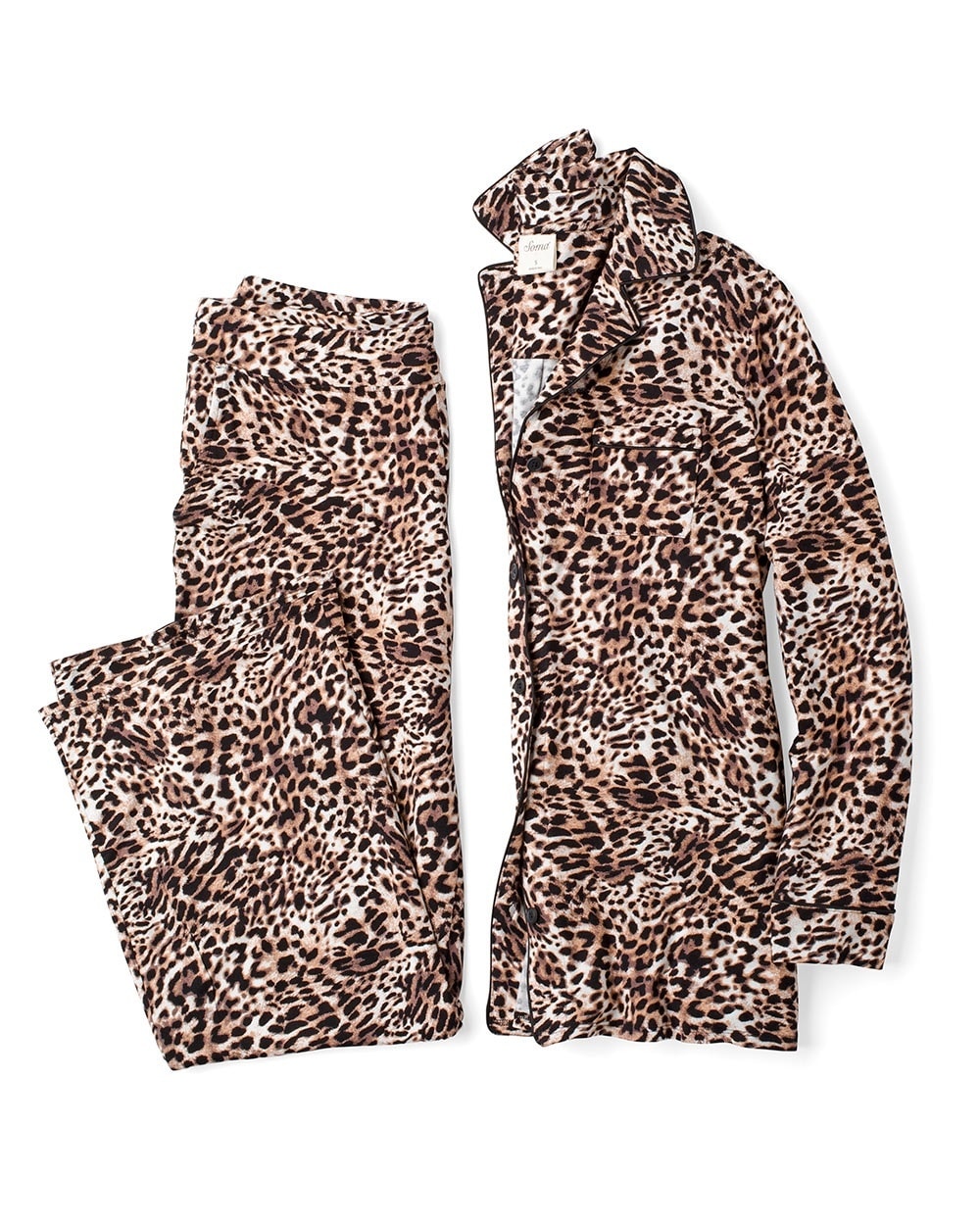 Cool Nights Notch PJ Set Cheetah Print