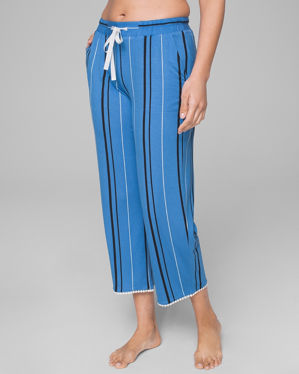 Cool Nights Pom Trim Crop Pajama Pants