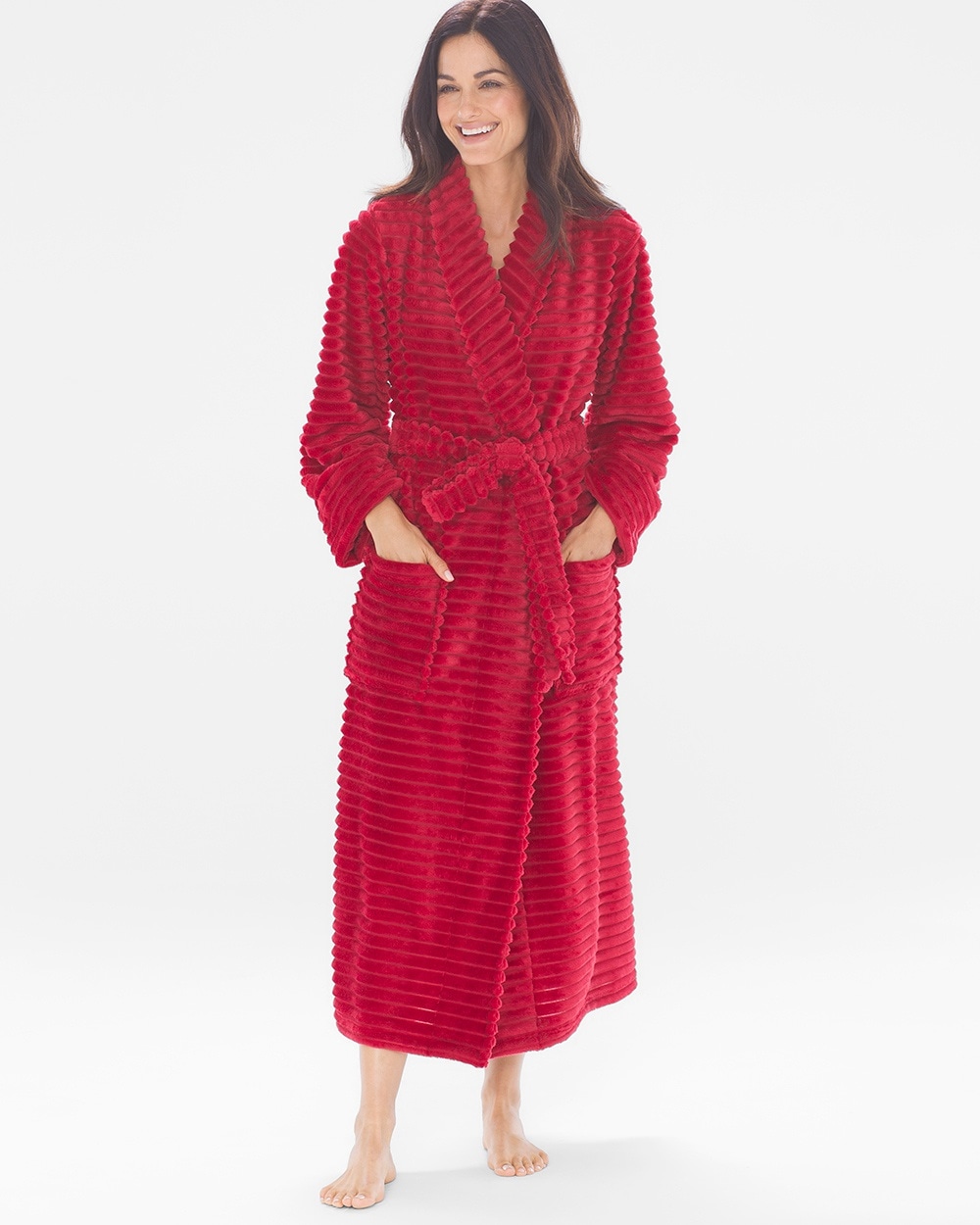 Luxe Textured Long Robe Raphael Red