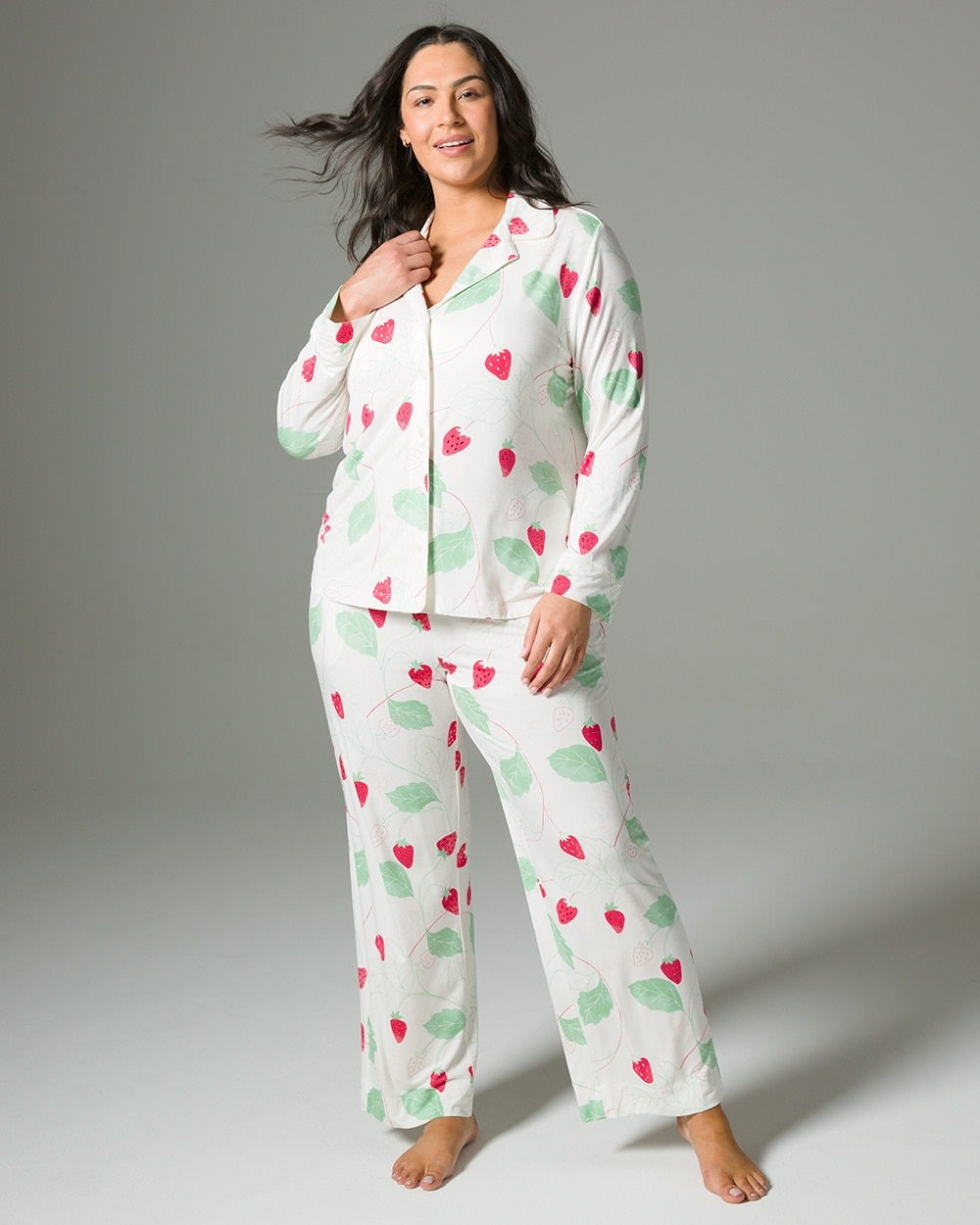 Cool Nights Long Sleeve PJ Set GARDEN BERRY IVORY