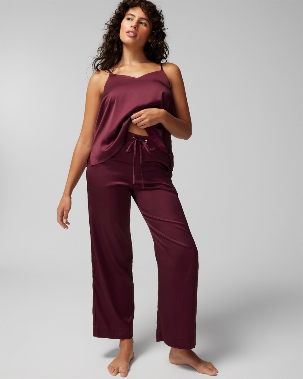 Satin Wide-Leg Pajama Pants - WA