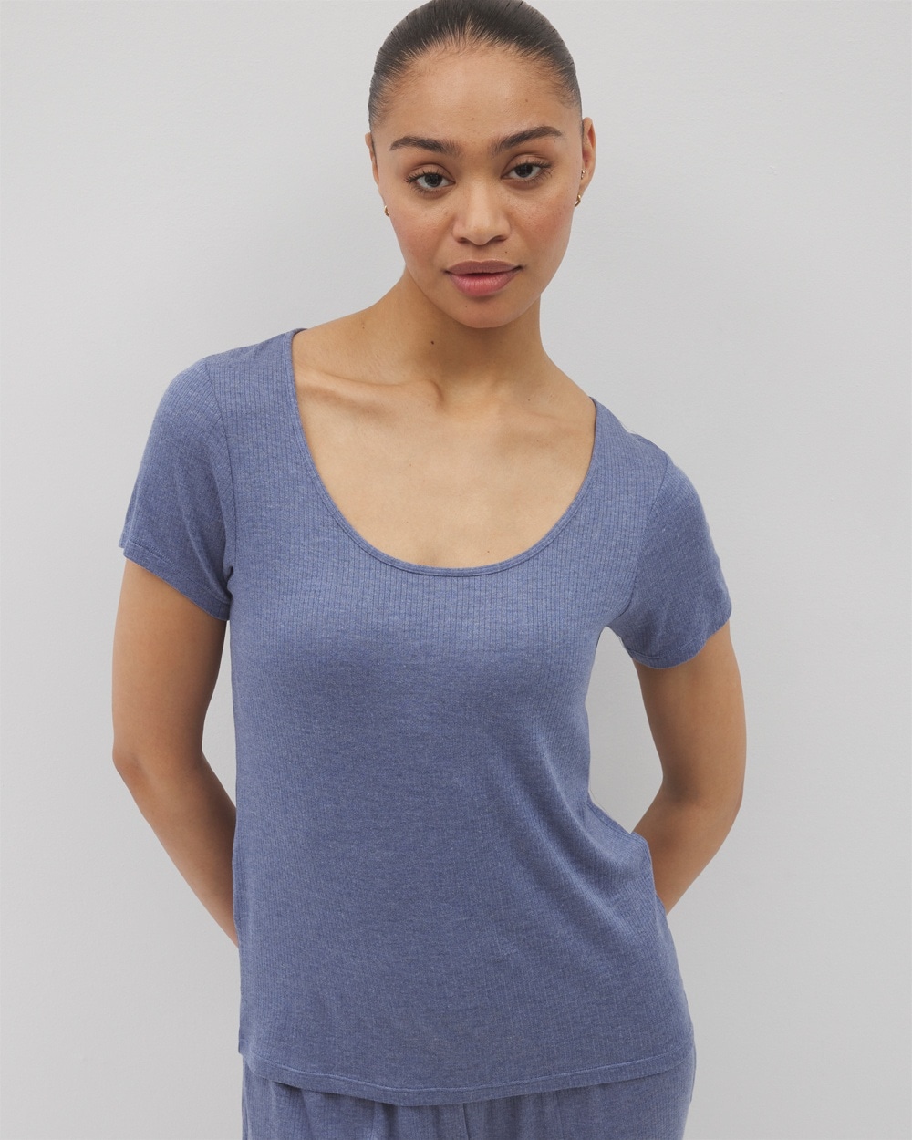 Lightweight Rib Knit Short Sleeve Sleep Tee