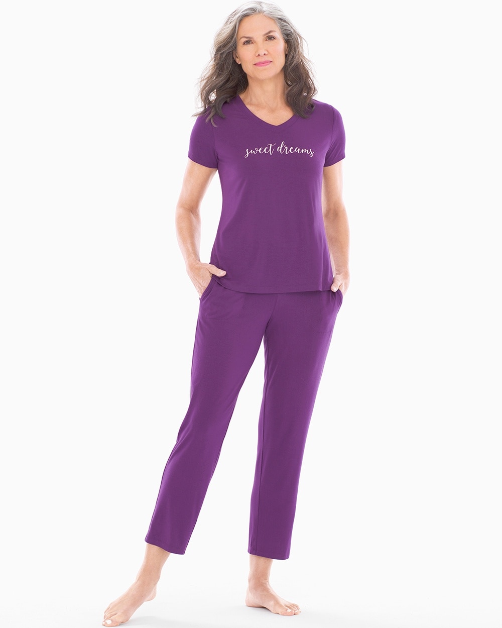 Cool Nights Ankle Length Pajama Set Imperial Purple