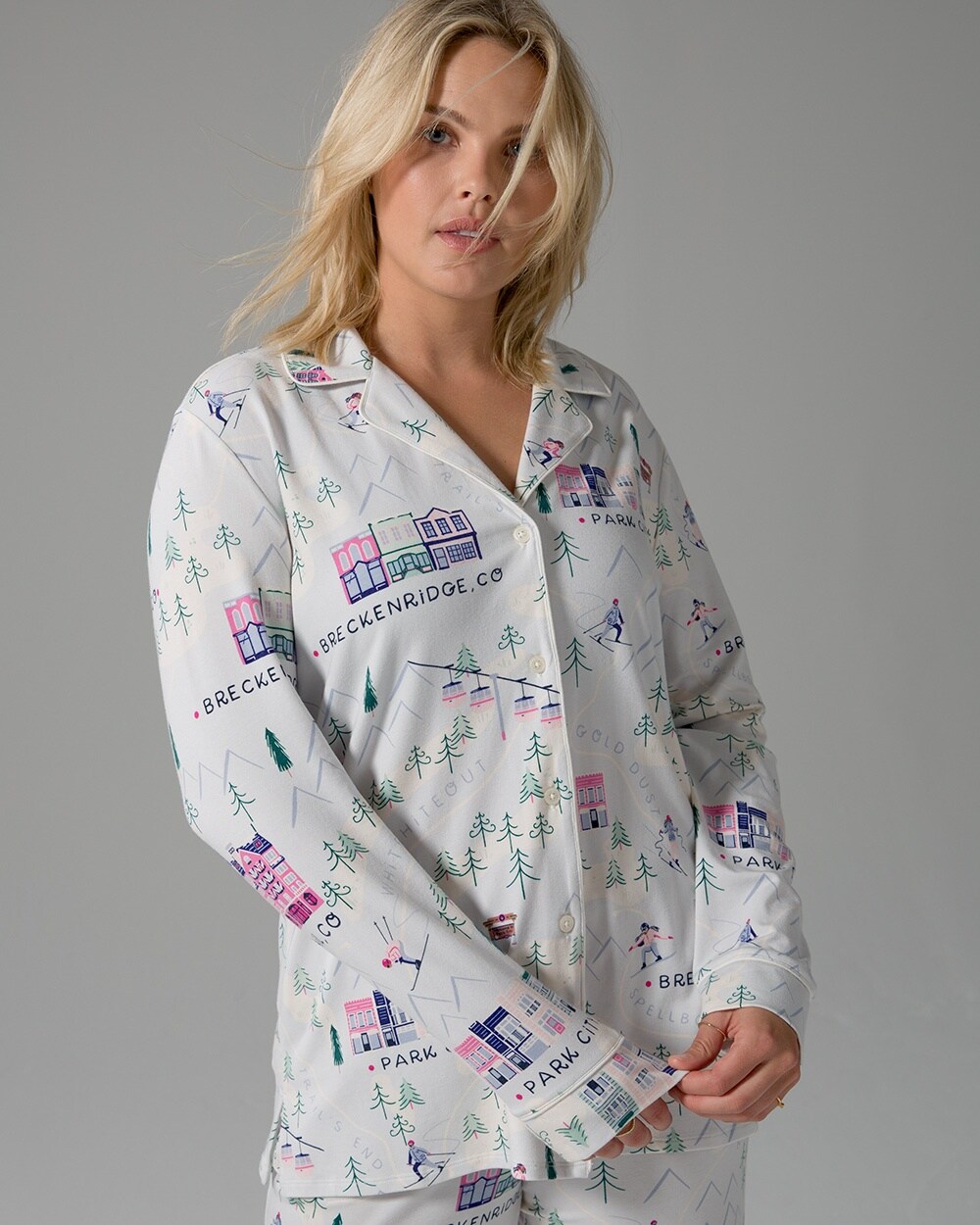 Embraceable Long Sleeve Notch Collar Pajama Top