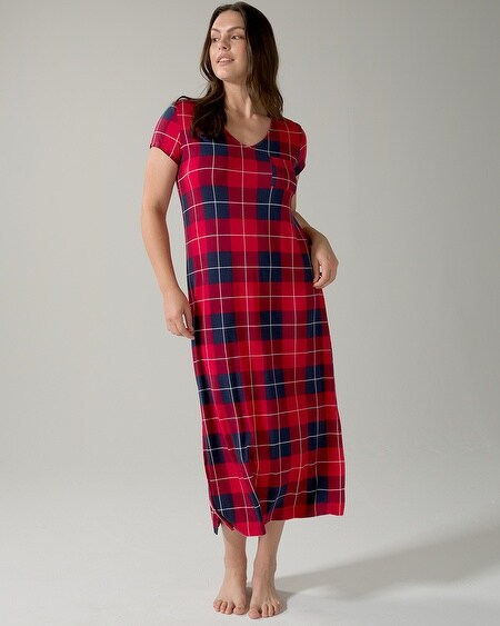 AUDATE Women's Nightgown Soft Long Sleeve Nightshirt Full Length Long Sleepwear Nightdress with Pockets 