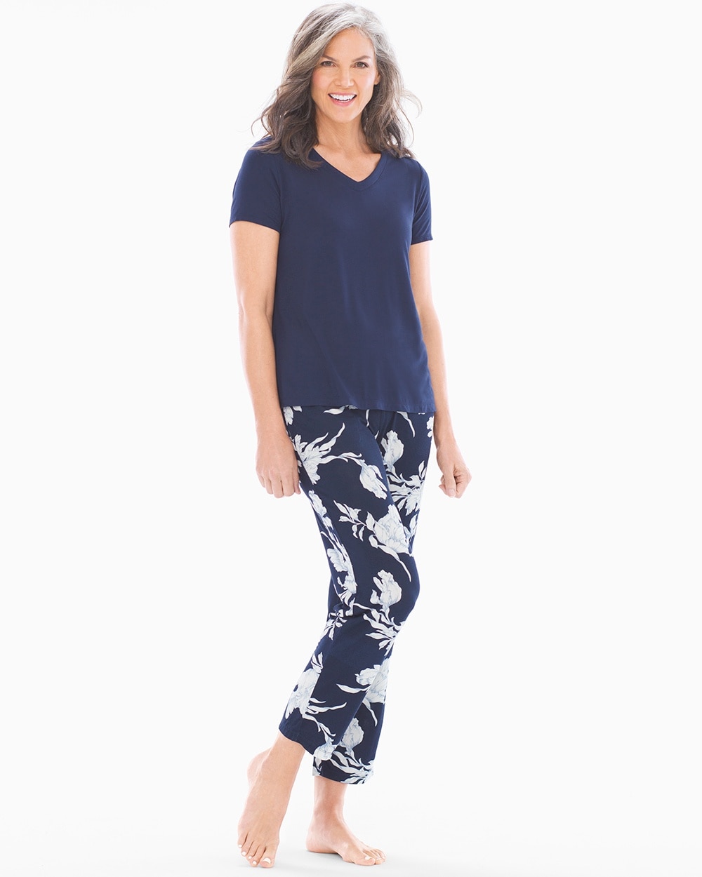 Cool Nights Ankle Length Pajama Set Ethereal Navy