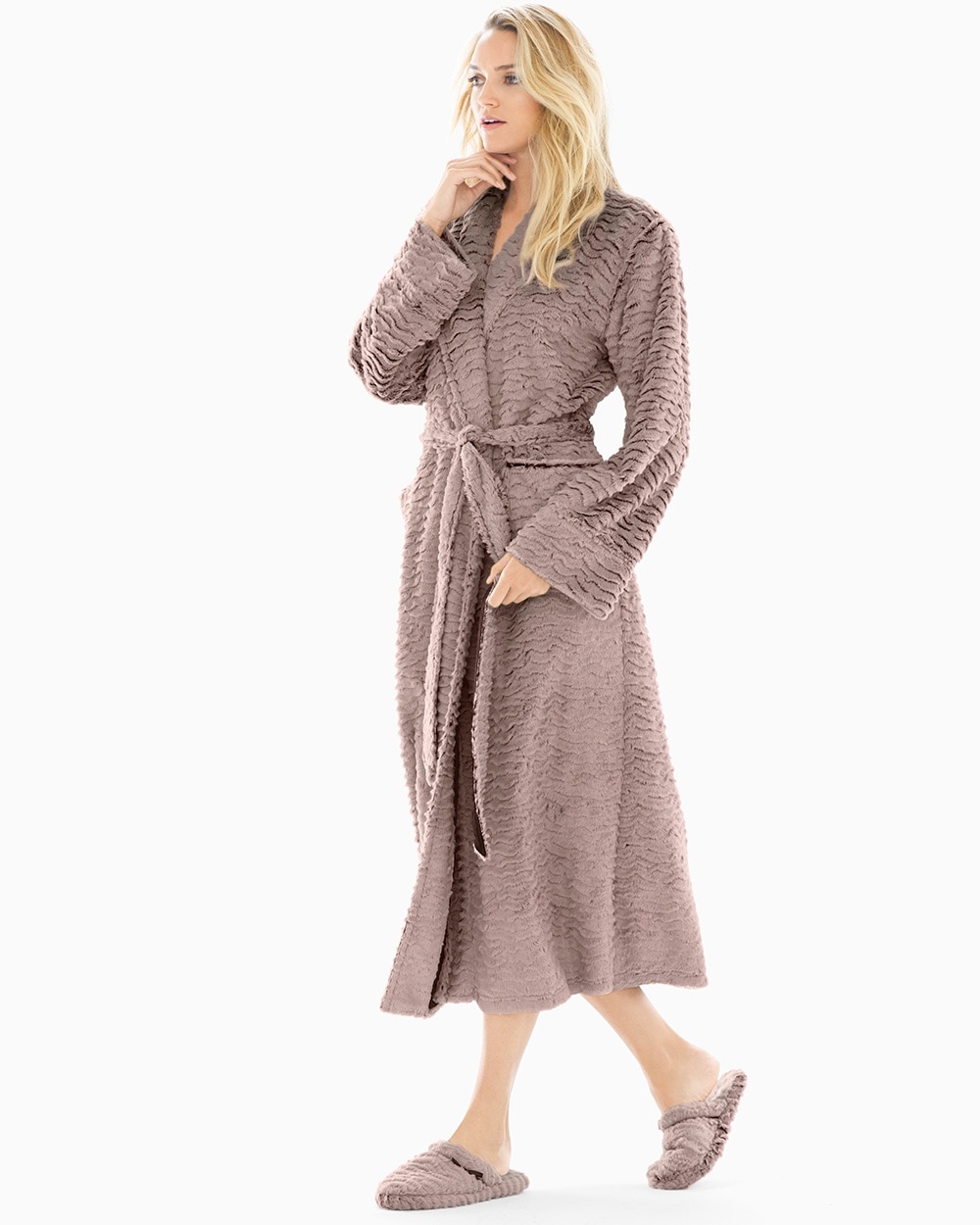 Embraceable Luxe Marble Long Robe Mochaccino With Java