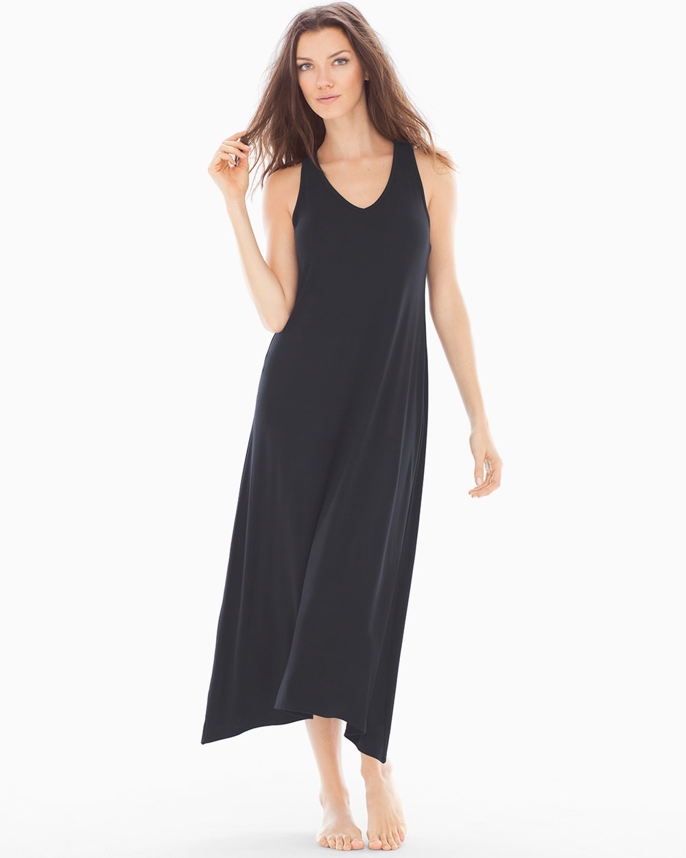 Embraceable Cool Nights Tea Length Nightgown Black