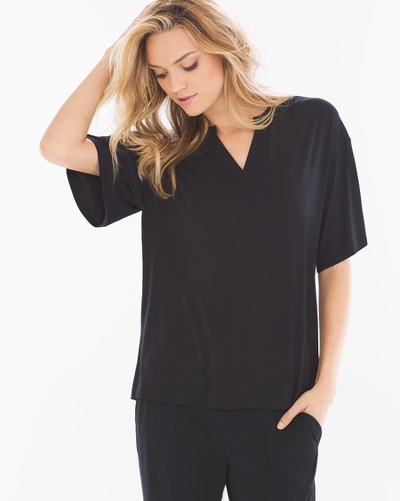 Pop Over Pajama Top Black