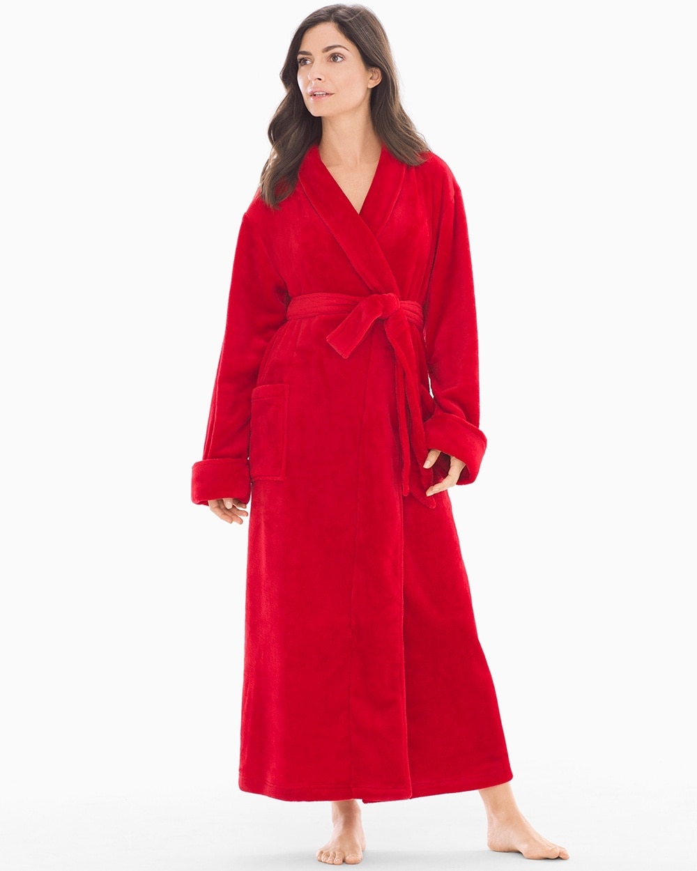 Embraceable Long Plush Robe Festive Red