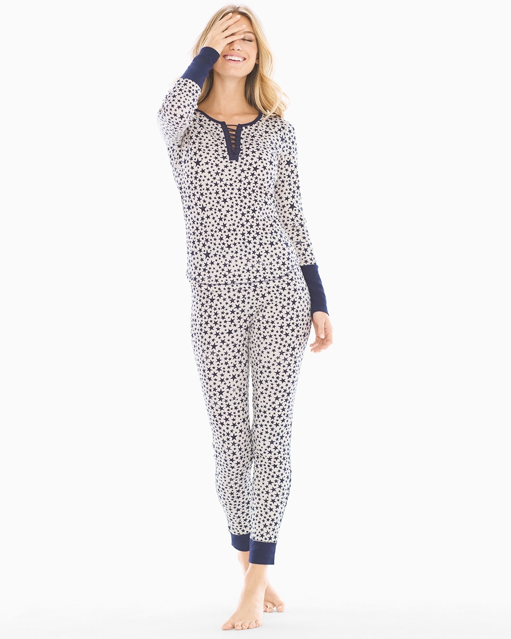 Splendid Holiday Long Sleeve Pajama Set Midnight Stars