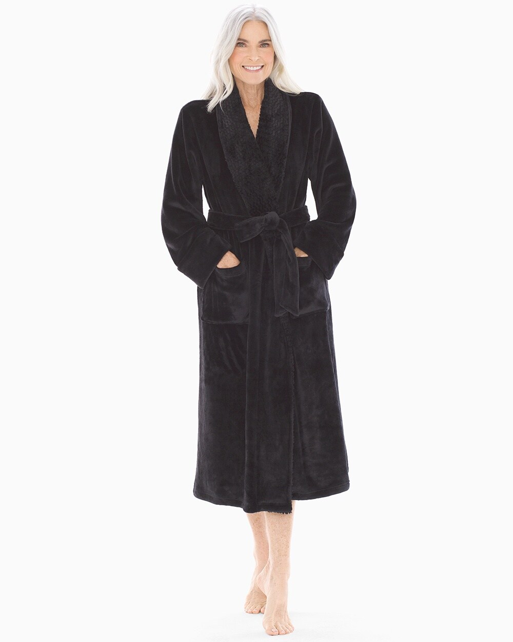 Plush Long Robe Black