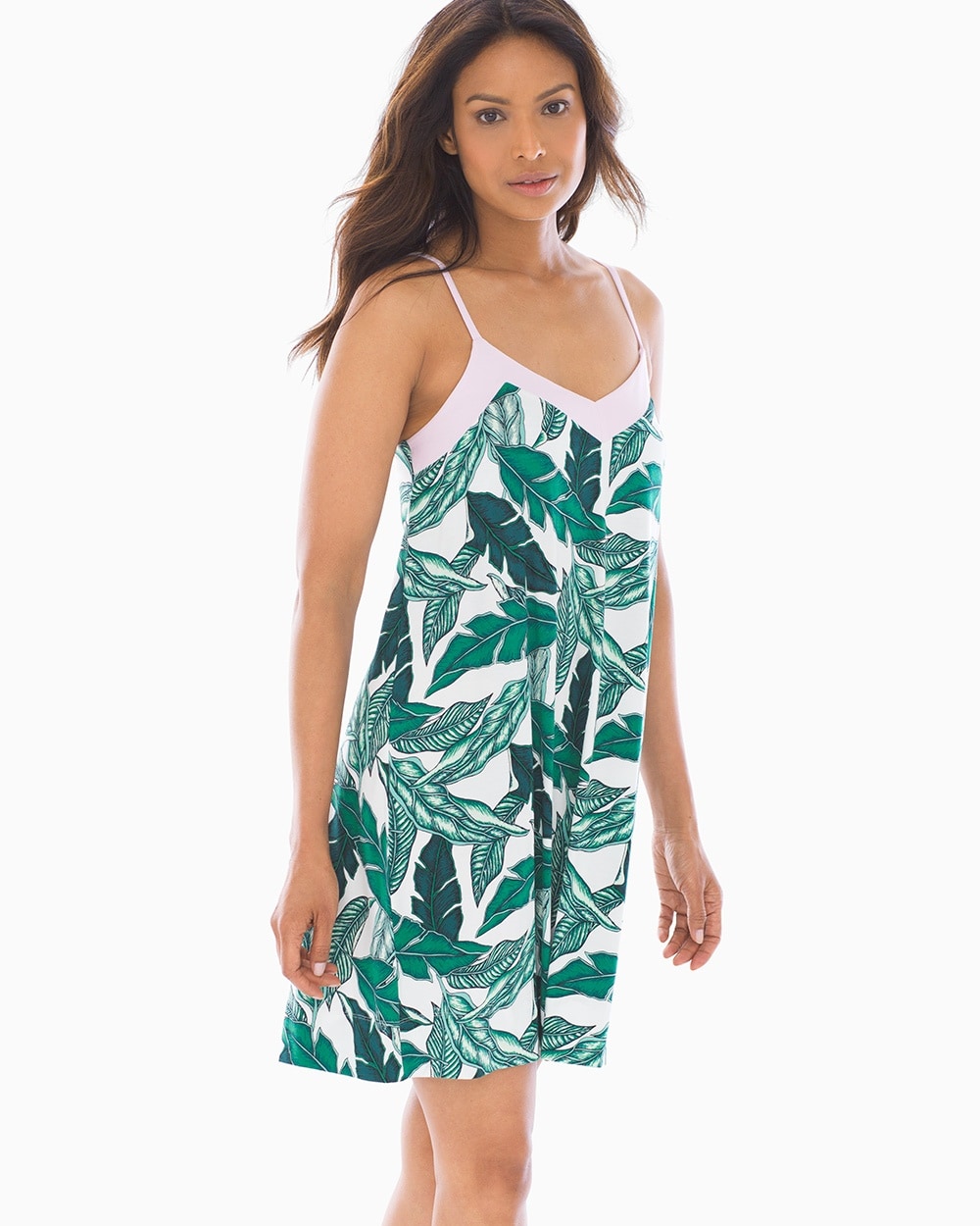 Cool Nights Sleep Chemise Palm Fronds White