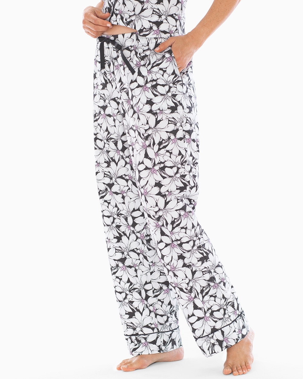 Cool Cotton Stretch Woven Pajama Pants Tropic Sketch Black