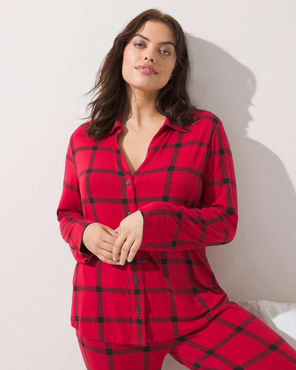 Cool Nights Notch Collar Long Sleeve PJ Top