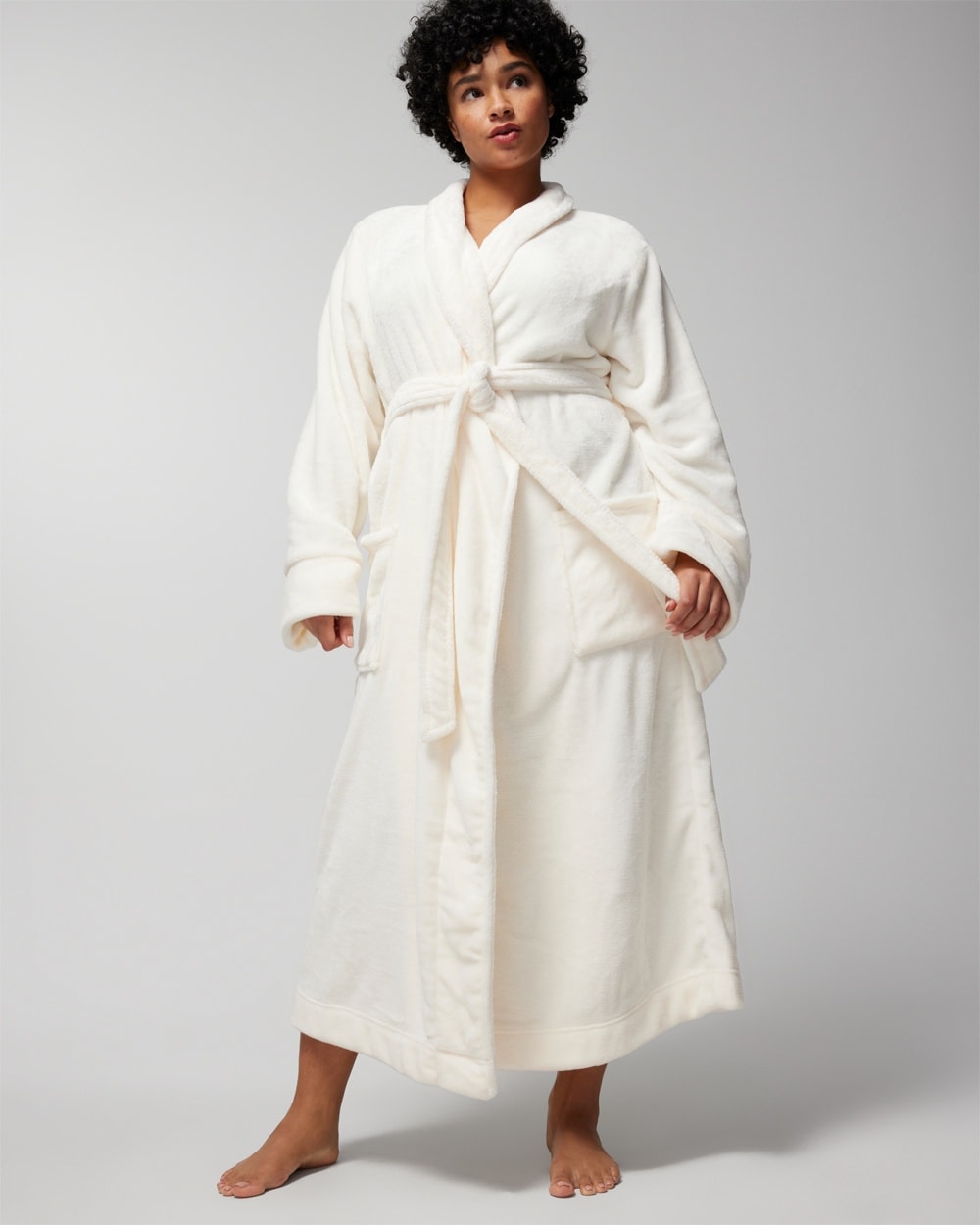 Plush Long-Sleeve Long Robe - WA