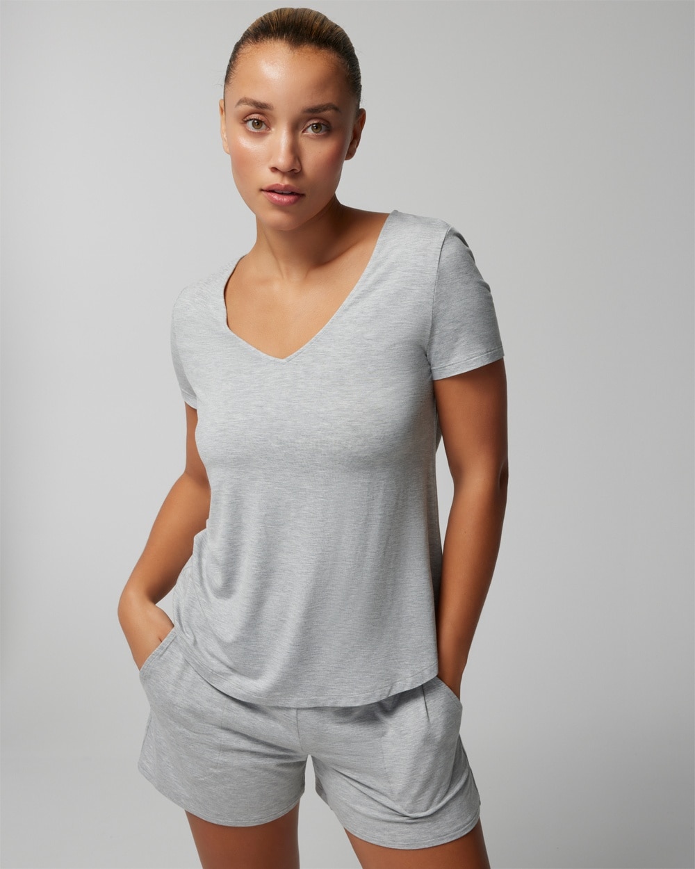 Soma Women's Cool Nights Short Sleeve Pajama T-shirt In Gray Size Xl |