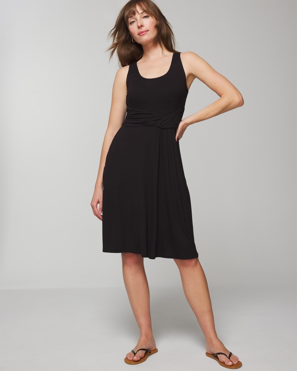 Soma Women's Soft Jersey Draped Empire Short Bra Dress In Black Size Xs |