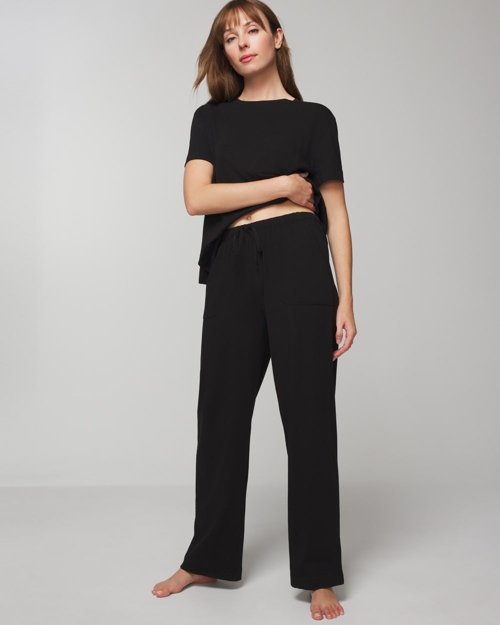 Soma Women's Most Loved Cotton Pajama Pants In Black Size Medium |