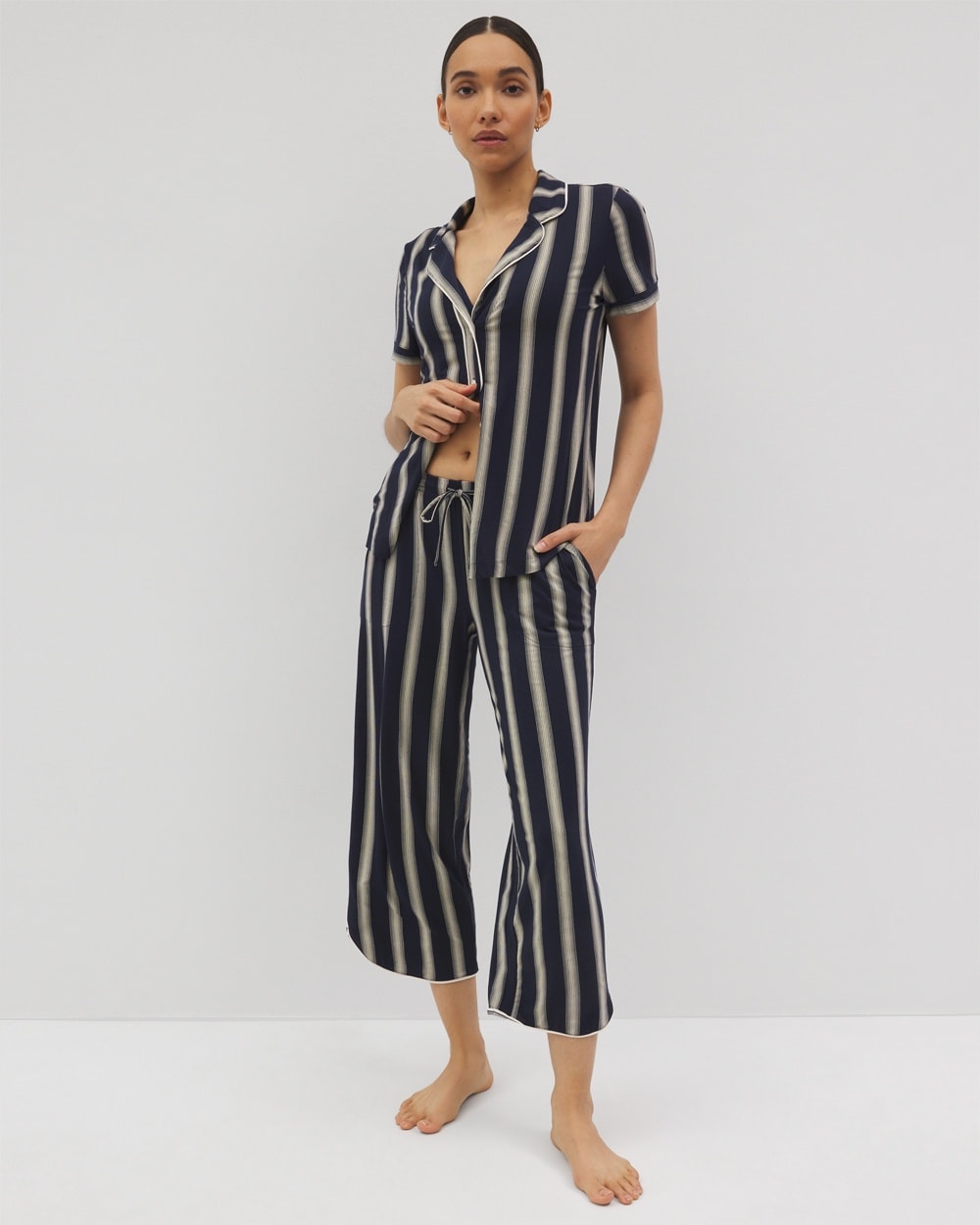 Cool Nights Piped Crop Pajama Pants
