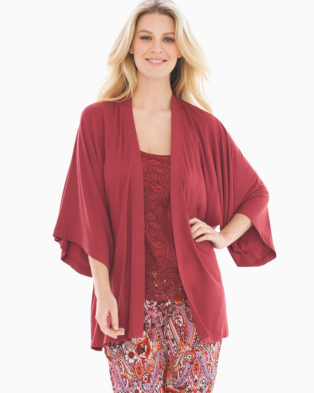 Cool Nights Kimono Pajama Wrap Cherrywood