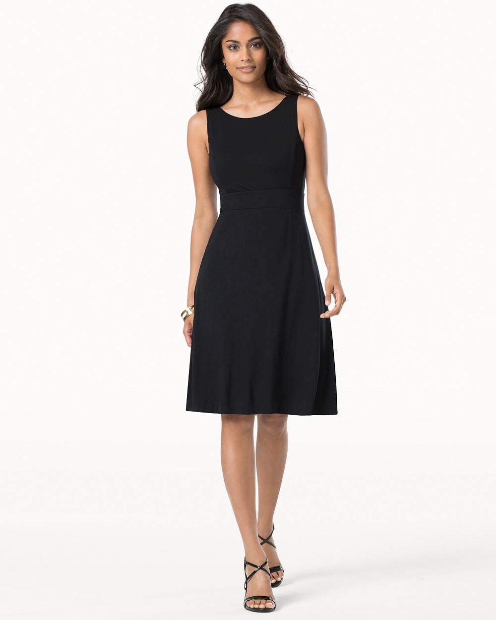 Sleeveless A-line Short Dress Black