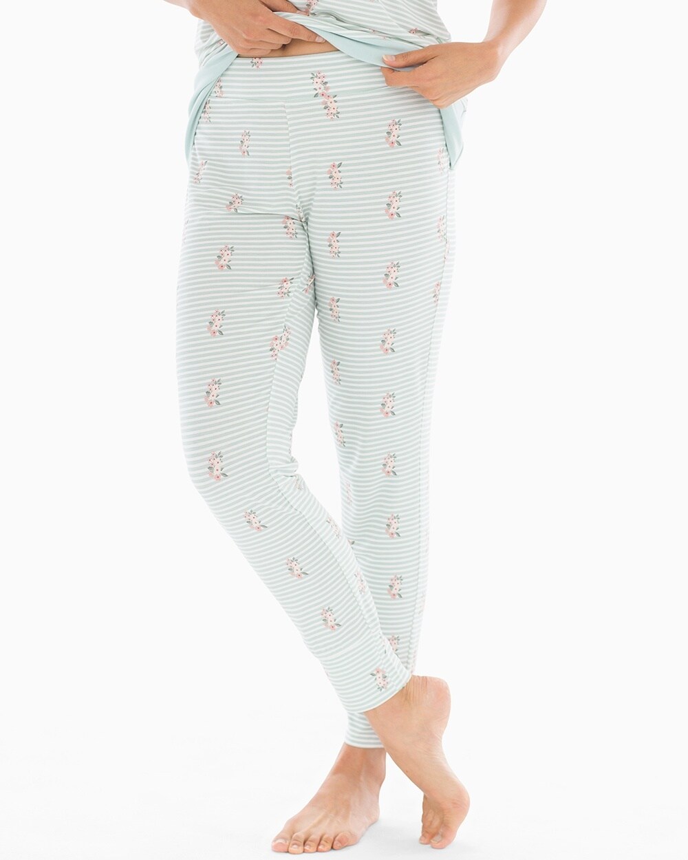 Cool Nights Banded Ankle Pajama Pants Fleur Stripe Harbor