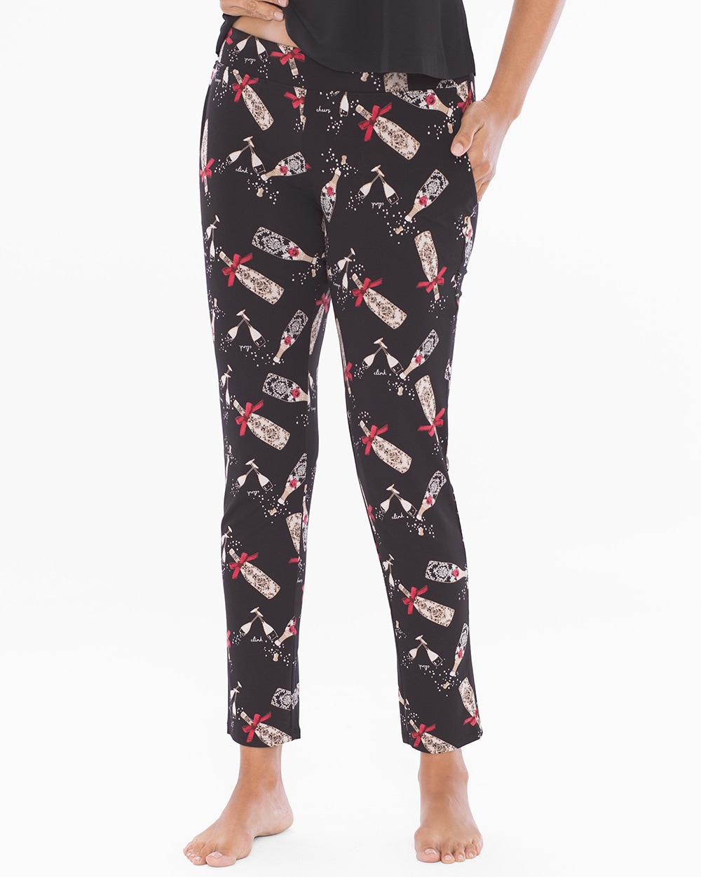 Cool Nights Mix and Match Ankle Sleep Pants Cheers To Us Black