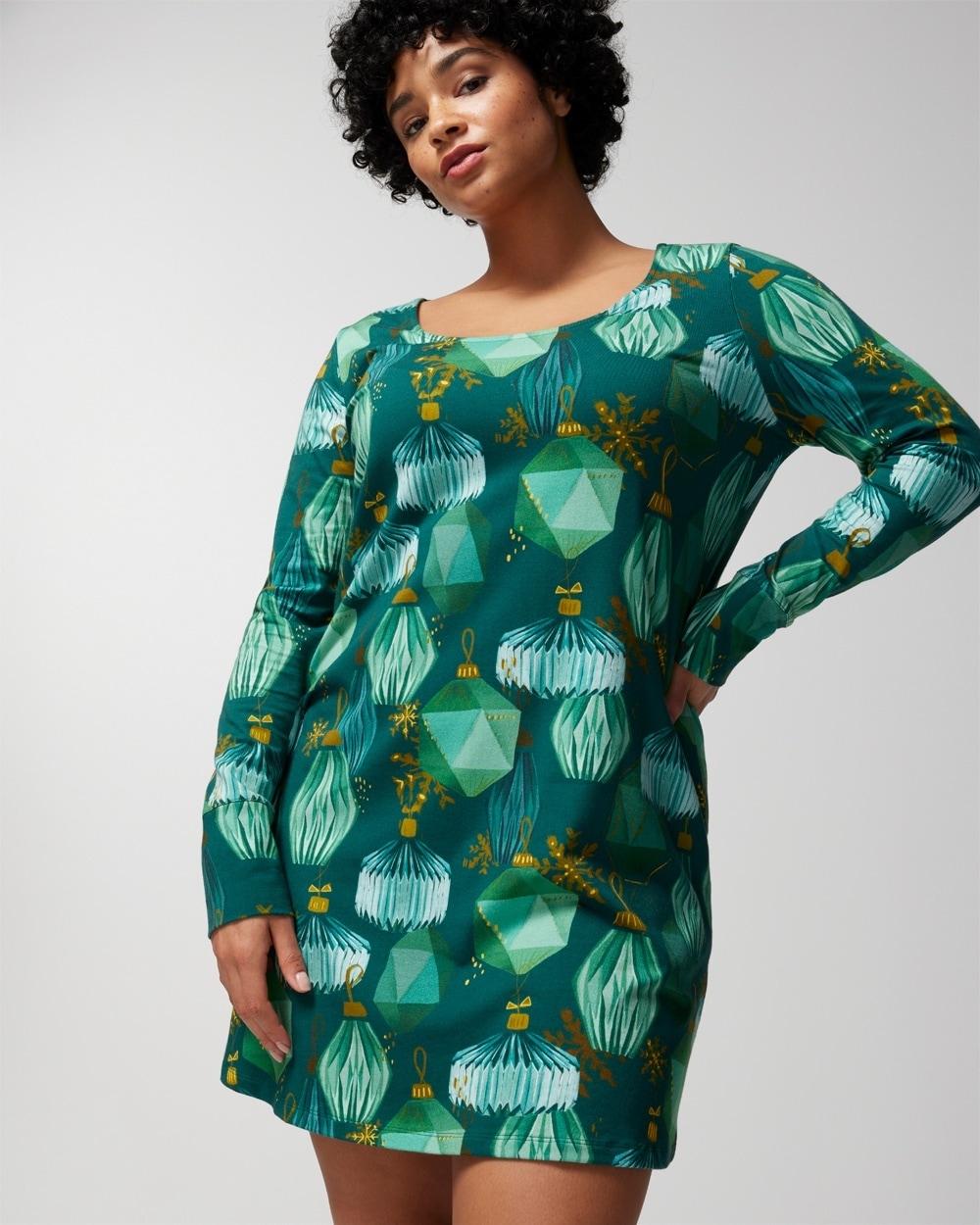 Soma Women's Embraceable Long-sleeve Night Gown In Green Size Xs |