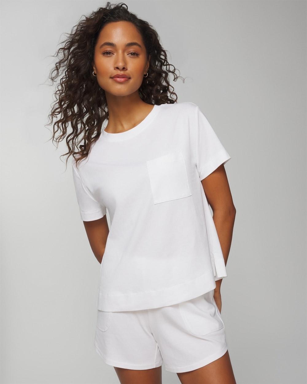 Soma Women's Most Loved Cotton Short Sleeve Pocket T-shirt In White Size Medium |