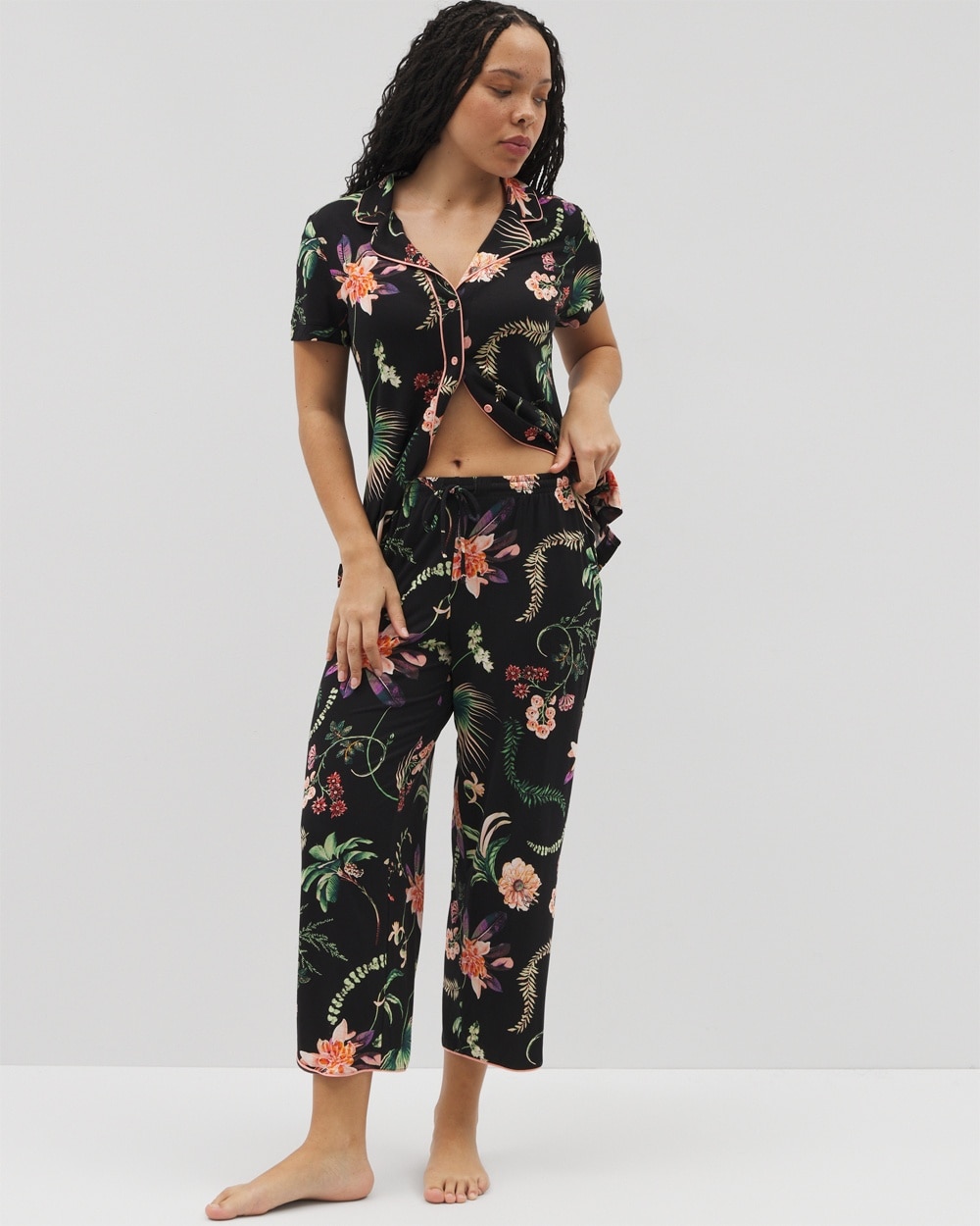 Cool Nights Piped Crop Pajama Pants