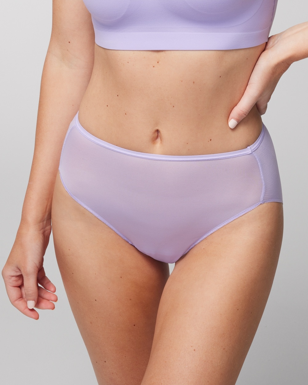 Soma Women's No Show Microfiber High-leg Underwear In Lavender Size Medium |  Vanishing Edge Panties In Wild Lavender